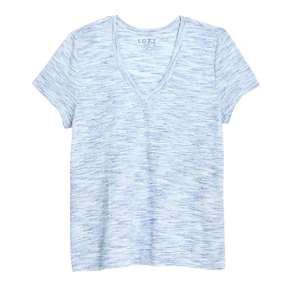 LOFT Tops - LOFT Blue Stripe Everyday V-Neck Tee